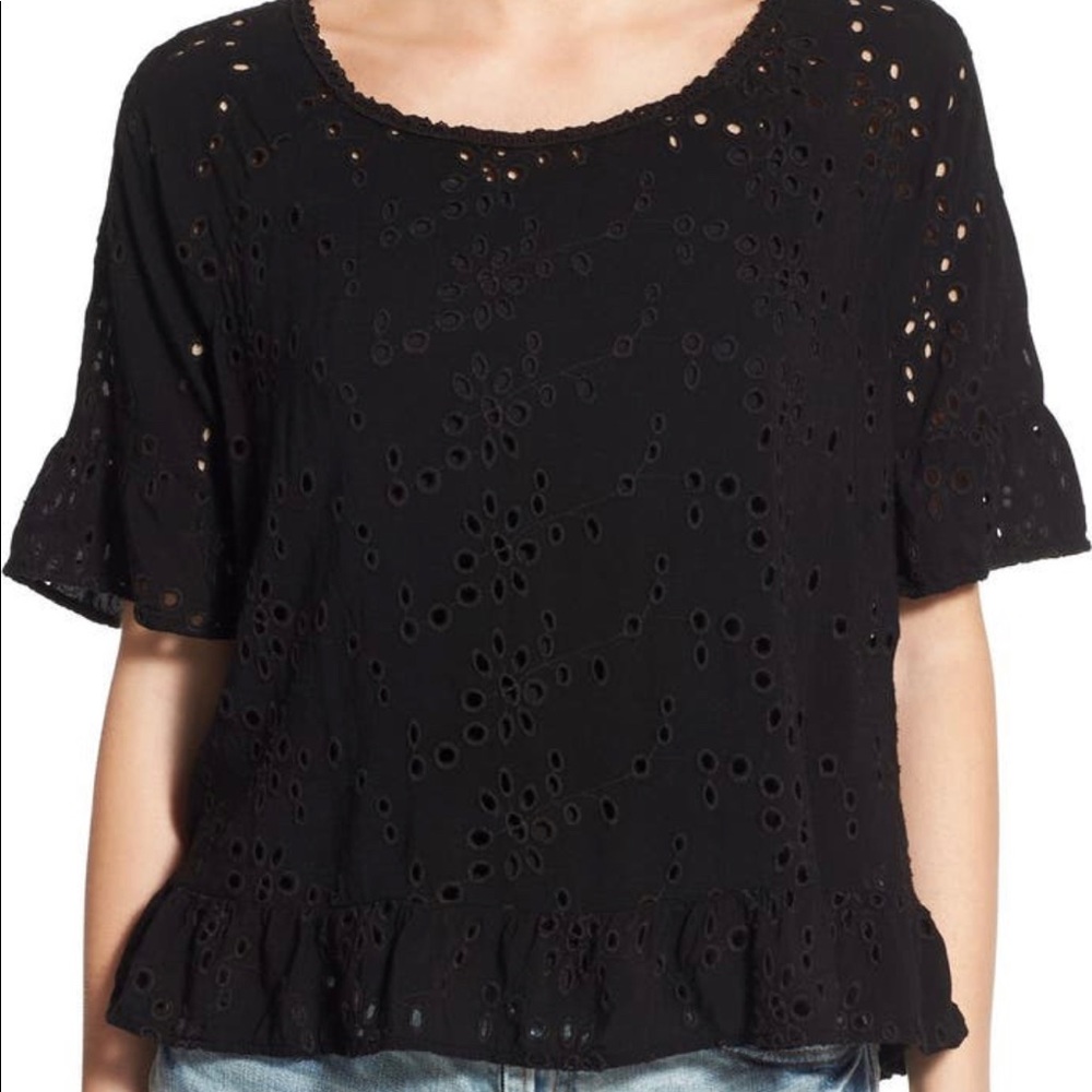Velvet by Graham & Spencer Eyelet Peplum Top
